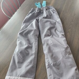 Youth Snow Pants with Suspenders In Light Grey.